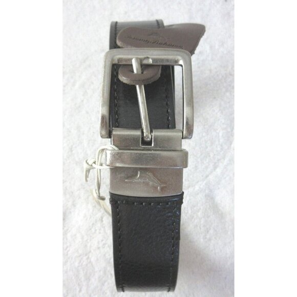 Tommy Bahama Men's Flipside Reversible Leather Belt Black Tan Marlin Buckle NWT - Picture 8 of 8